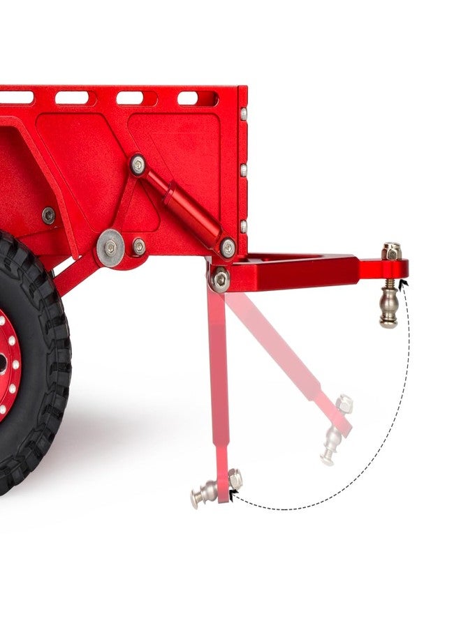 VNUHV Aluminum TRX4M Utility Trailer with Hitch Mount for 1/18 RC Crawler Car TRX4-M Defender Bronco K10 High Trail Scale Accessories (Red) - Image 5